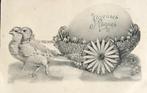 fr 1910 kuikens trekken kar versierd met sneeuwklokjes pasen, Verzamelen, Ansichtkaarten | Themakaarten, Overige thema's, Ongelopen