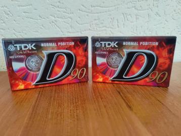 2 nieuwe cassette bandjes TDK D 90 in de verpakking