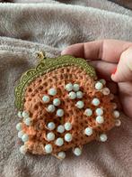 Vintage goudkleur roze gehaakt kralen knip portemonnee beurs, Ophalen of Verzenden, Gebruikt, Roze, Met knipsluiting