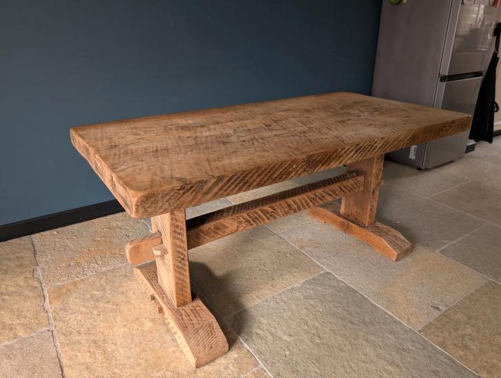 Kloostertafel masief eiken - 80x160cm, Huis en Inrichting, Tafels | Eettafels, Gebruikt, 50 tot 100 cm, 150 tot 200 cm, Vier personen