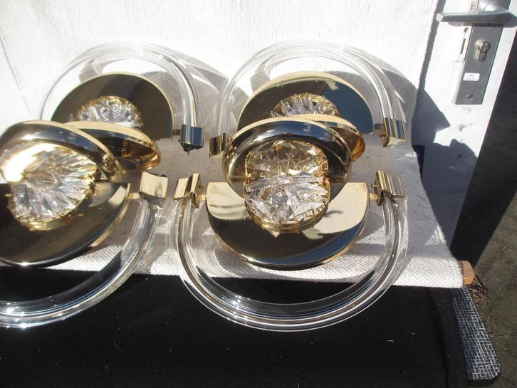 4x Vintage Nachtmann Leugten wandlampen Hollywood Regency, Huis en Inrichting, Lampen | Wandlampen, Gebruikt, Glas, Metaal, Ophalen of Verzenden