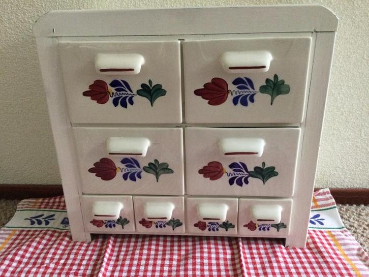 Boerenbont kastje laden kastje met 5 reserve onderdelen, Antiek en Kunst, Antiek | Keukenbenodigdheden, Ophalen of Verzenden