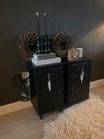 Nachtkastjes Ladekastjes Black & Wood & Tuigleer Kastjes, Huis en Inrichting, Kasten | Overige, Ophalen of Verzenden, Zo goed als nieuw