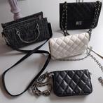 SET 4x Tasjes CCHANEL Look Tweed Zwart Wit Damestas ZGAN, Sieraden, Tassen en Uiterlijk, Ophalen of Verzenden, Zo goed als nieuw