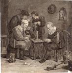 gravure mannen spelen kaart rond tafel n. Teniers 19e eeuw, Antiek en Kunst, Kunst | Etsen en Gravures, Verzenden