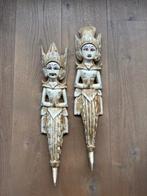 2x Balinese handgesneden houten wandbeelden, Ophalen of Verzenden