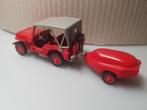 Solido - Willys Jeep met trailer [rood] 1/43, Ophalen of Verzenden, Zo goed als nieuw, Auto, Solido