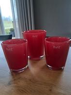 Rode Dutz vazen, windlicht, drie stuks, Ophalen of Verzenden, Minder dan 50 cm, Rood, Glas