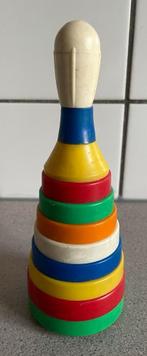 Vintage speeltoren met rammelaar stapeltoren tuimelaar retro, Kinderen en Baby's, Ophalen of Verzenden, Rammelaar, Zo goed als nieuw