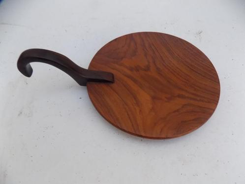 Teak presentatieblad met handgreep kaasplank organische vorm, Huis en Inrichting, Woonaccessoires | Overige, Gebruikt, Ophalen of Verzenden