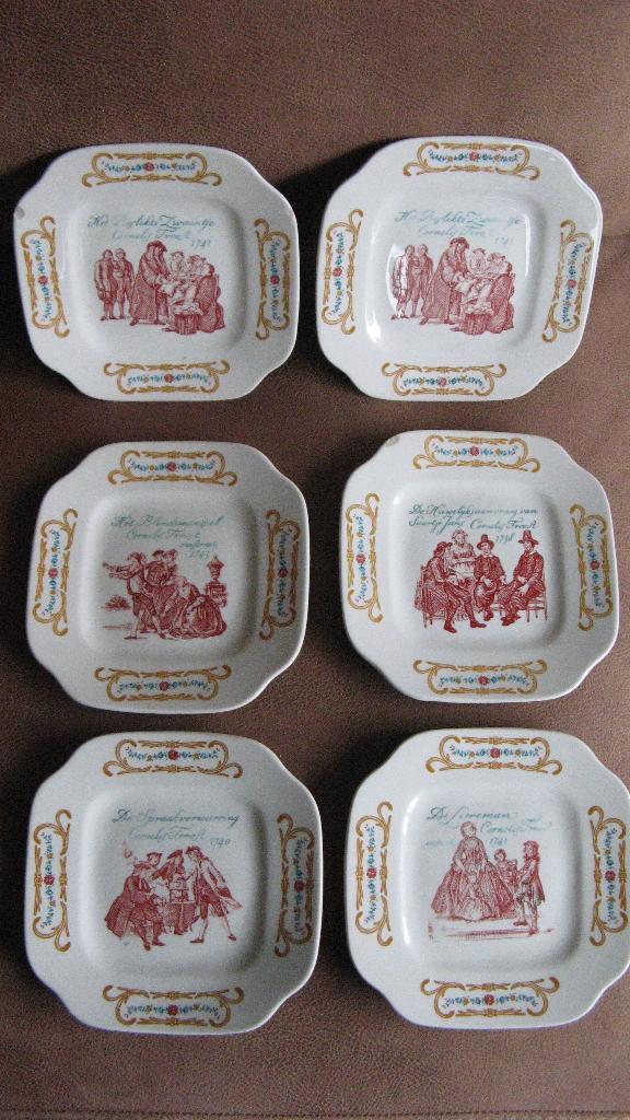 6 vintage gebaksbordjes van Boch Laviére, Antiek en Kunst, Antiek | Servies los, Ophalen of Verzenden
