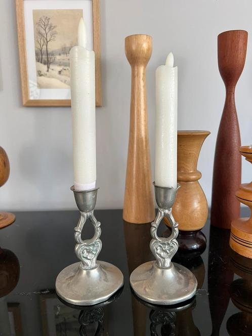 2 bijzondere kandelaars zweeds scandinavisch design vintage, Antiek en Kunst, Antiek | Kandelaars, Ophalen of Verzenden