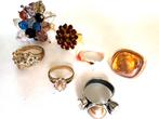 7 vintage ringen, Sieraden, Tassen en Uiterlijk, Ringen, Met kristal, Overige materialen, Gebruikt, Ophalen of Verzenden