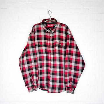 Wrangler Shacket Maat XL Rood Zwart Wit Glad Gevoerd beschikbaar voor biedingen