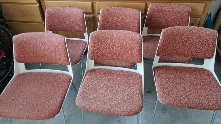 Gispen stoelen Cordemeijer (6 stoelen), Huis en Inrichting, Stoelen, Gebruikt, Vijf, Zes of meer stoelen, Kunststof, Metaal, Stof