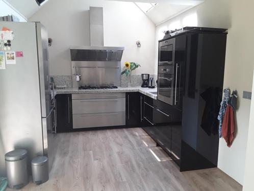 Complete keuken, kleur: hoogglans zwart, Huis en Inrichting, Keuken | Complete keukens, Gebruikt, Ophalen of Verzenden