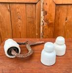 Isolator porselein wit spanning elektra origineel diversen, Antiek en Kunst, Curiosa en Brocante, Ophalen of Verzenden