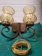 wandlamp hout metaal amber glazen kappen, Ophalen of Verzenden, 'T Olde Gre-j, Info@toldegrej.nl, Endepoelstraat 20f Didam