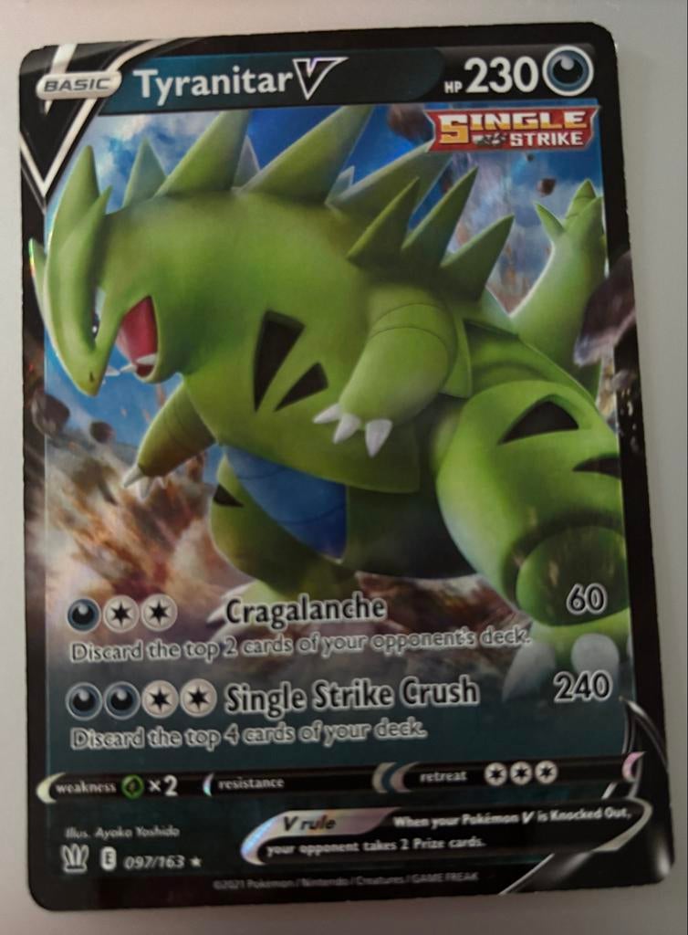 Pokémon Kaart - Tyranitar V, Hobby en Vrije tijd, Verzamelkaartspellen | Pokémon, Ophalen of Verzenden, Zo goed als nieuw, Losse kaart