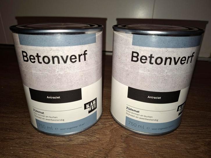 2 nieuwe blikken betonverf + nieuwe fles grondverf beton, Doe-het-zelf en Verbouw, Verf, Beits en Lak, Nieuw, Verf, Minder dan 5 liter