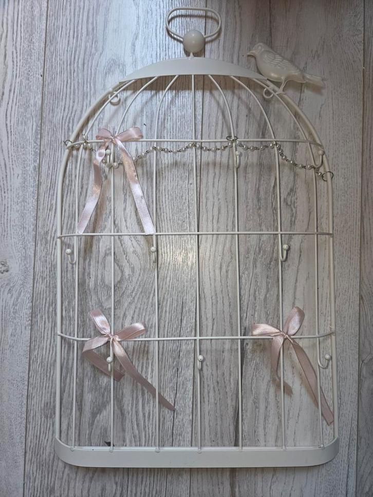 Vogelkooi Wandrek / Kaartenrek - Wit Metaal, Huis en Inrichting, Woonaccessoires | Overige, Zo goed als nieuw, Ophalen of Verzenden