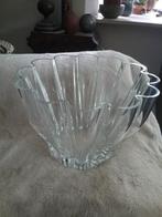 DECORATIEVE GROTE GLAZEN SCHAAL MET GEGOLFDE BANEN, Ophalen, Zo goed als nieuw, Rond, Glas
