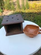 houten stoof met aarde werk vuurtestje., Antiek en Kunst, Ophalen of Verzenden