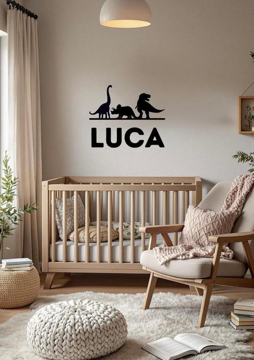 Naamsticker met dino – kinderkamer decor – gepersonaliseerd, Hobby en Vrije tijd, Stickers en Plaatjes, Nieuw, Sticker, Verzenden