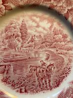 12 vintage gebaksbordjes Broadhurst Constable Serie rozerood, Ophalen of Verzenden