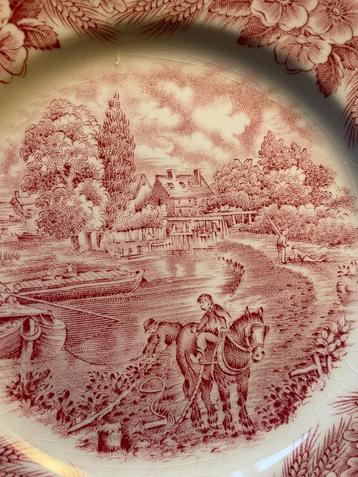 12 vintage gebaksbordjes Broadhurst Constable Serie rozerood beschikbaar voor biedingen