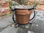 Zeer grote koperen ketel pot in gietijzeren standaard antiek, Antiek en Kunst, Ophalen, Koper