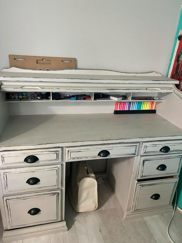 Antiek bureau met rolluik, Huis en Inrichting, Bureaus, Gebruikt, Bureau, Ophalen