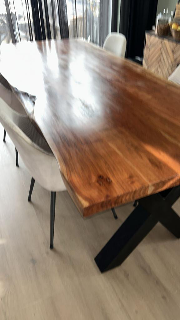 Boomstamtafel 240x100 - Prachtige Eettafel, Huis en Inrichting, Tafels | Eettafels, Gebruikt, 100 tot 150 cm, 200 cm of meer, Vijf personen of meer