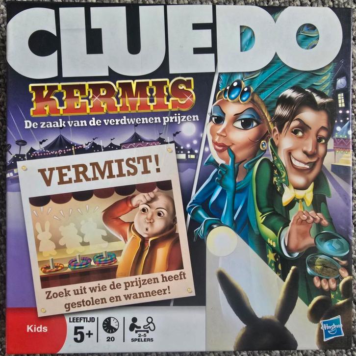 Cluedo Kermis: De zaak van de verdwenen prijzen!, Hobby en Vrije tijd, Gezelschapsspellen | Bordspellen, Zo goed als nieuw, Drie of vier spelers