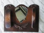 oude houten vintage borstelhouder met spiegel en borstels, Antiek en Kunst, Ophalen of Verzenden