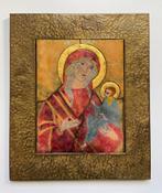 Ikoon Moeder Gods met kind, emaille op hout, Ophalen of Verzenden