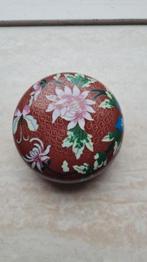 vintage ronde cloisonne emaille sieraden doosje, Ophalen of Verzenden