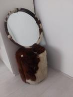 Mooie koeienhuid poef & spiegel, Overige materialen, Minder dan 50 cm, Ibiza style, Ophalen of Verzenden