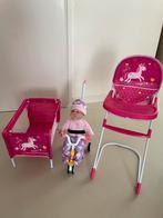 Poppenset meisje incl box stoeltje en fiets, Ophalen, Zo goed als nieuw, Babypop