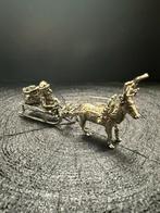 Zilveren Miniatuur Arrenslee met Kerstman, Antiek en Kunst, Ophalen of Verzenden, Zilver