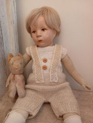 Vintage katje knuffel 10 cm. mohair  jaren 70. beschikbaar voor biedingen
