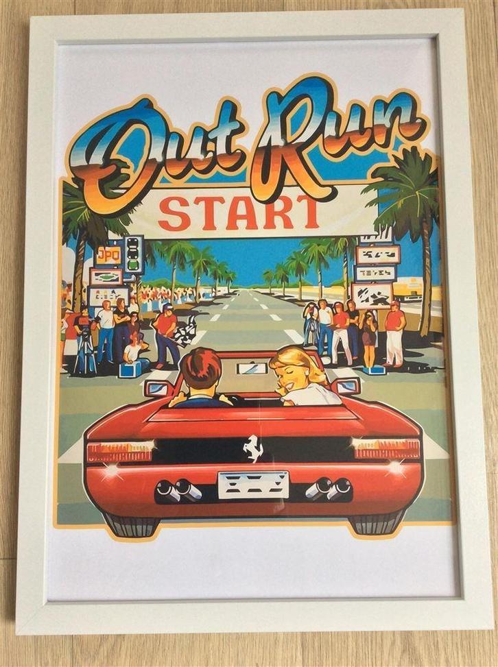 OUTRUN - SEGA Videogame Poster in lijst, Spelcomputers en Games, Games | Sega, Nieuw, Saturn of Dreamcast, Avontuur en Actie, 1 speler