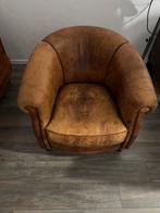 Vintage Leren stoel, Gebruikt, Minder dan 75 cm, Leer, Ophalen of Verzenden
