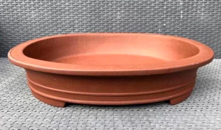 Bonsai schaal ovaal bruin ongeglazuurd gemerkt 55,8x46x11,2, Tuin en Terras, Bloempotten, Zo goed als nieuw, Aardewerk, Minder dan 40 cm