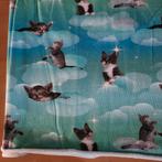 Biologische tricot stof katten groen, 120 cm of meer, Ophalen of Verzenden, Zo goed als nieuw, Katoen