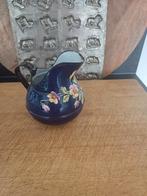Brocante emaille Kan blauw met mooi opgelegde viooltjes, Verzenden