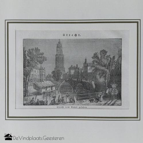 Gravure Utrecht Oude Gracht met Dom, Antiek en Kunst, Kunst | Etsen en Gravures, Ophalen of Verzenden