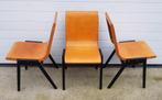 3 x Ronald Rainer Vintage schoolstoelen kerkstoelen hout, Ophalen of Verzenden, Zo goed als nieuw, Hout, Vijf, Zes of meer stoelen