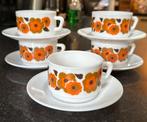 Vintage kop en schotel soepkommen Arcopal Lotus oranje bruin, Antiek en Kunst, Ophalen of Verzenden