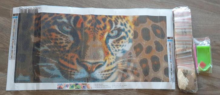 Diamond Painting - Vierkante Steentjes - Luipaard 30x60, Hobby en Vrije tijd, Overige Hobby en Vrije tijd, Nieuw, Ophalen of Verzenden